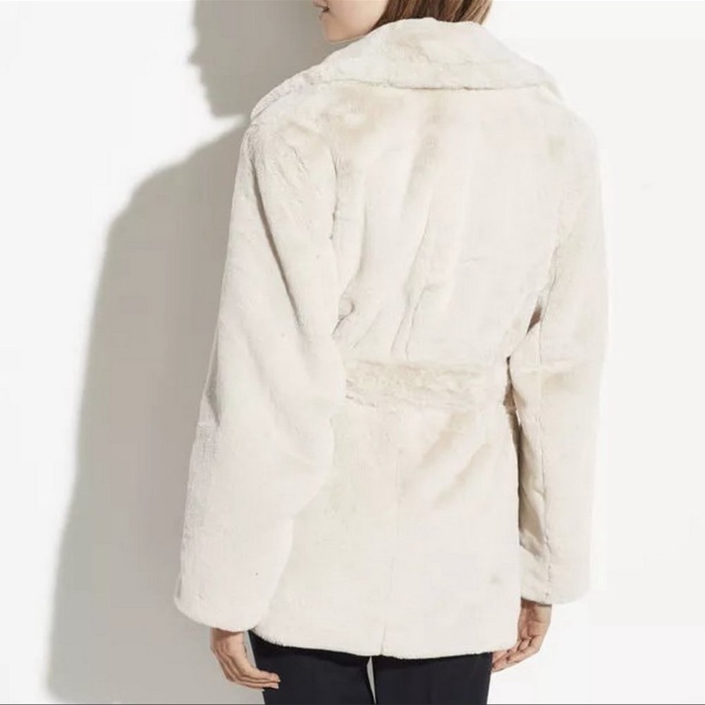Vince Cream Faux Fur Belted Teddy Coat - Picture 4 of 12